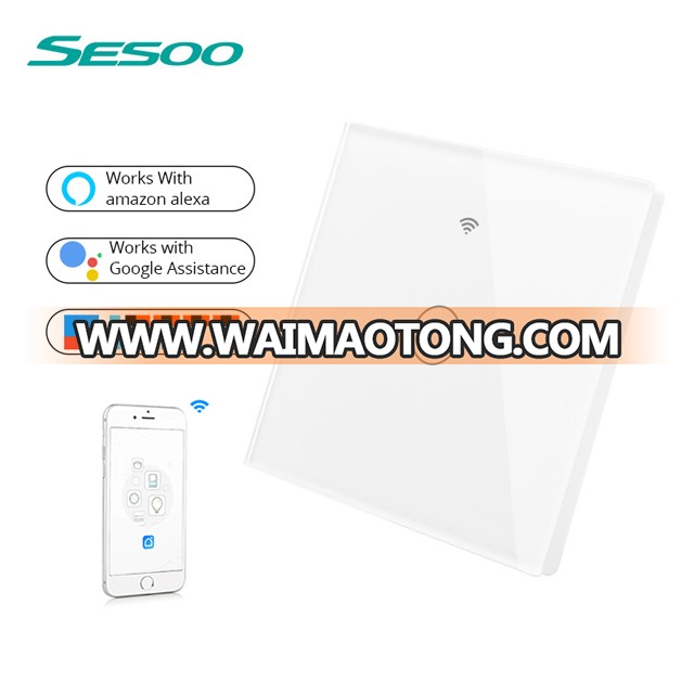 EU/UK Standard SESOO Touch Switch 1 Gang 1 Way, Luxury touch screen switch home automation system